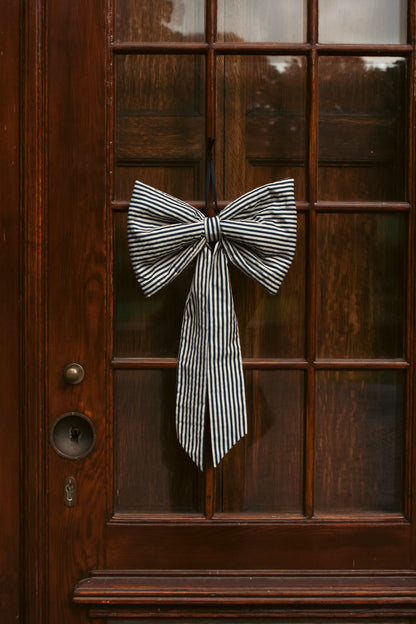 Navy & white striped bow