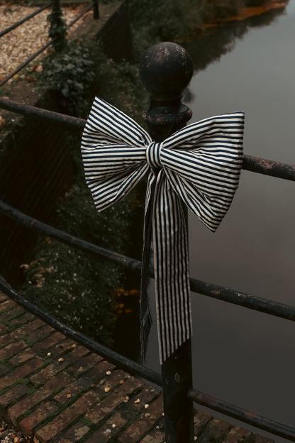 Navy & white striped bow