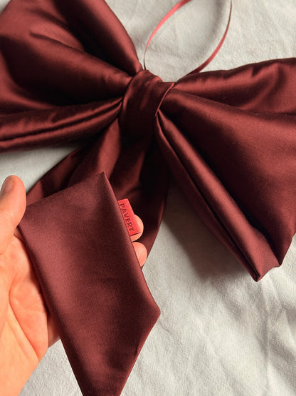 Burgundy viscose satin bow