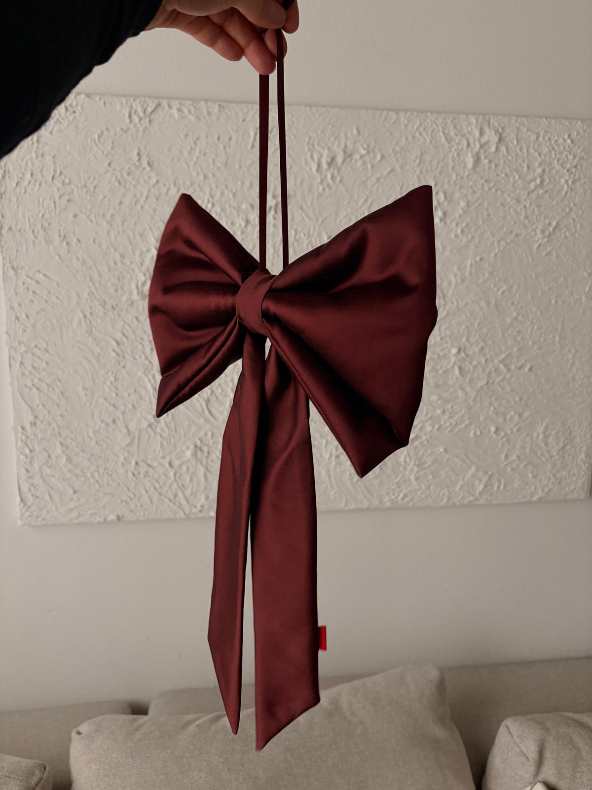 Burgundy viscose satin bow