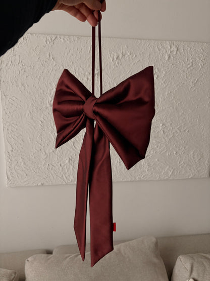 Burgundy viscose satin bow