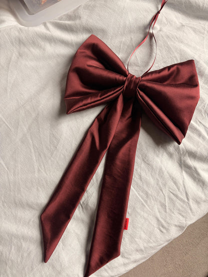 Burgundy viscose satin bow